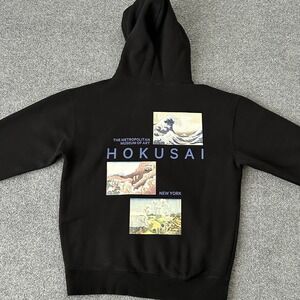 The Met Hoodie Mens Medium Black Hokusai Graphic Pullover Fleece Sweatshirt